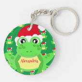 Kerstmis Groene Kikker Santa Hoed Patroon Nieuwigh Sleutelhanger (Achterkant)