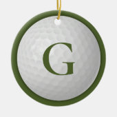 Kerstmis Groene Monogram Golfbal Keramisch Ornament (Voorkant)