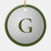 Kerstmis Groene Monogram Golfbal Keramisch Ornament (Achterkant)