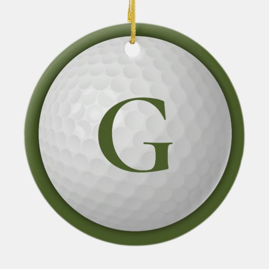 Kerstmis Groene Monogram Golfbal Keramisch Ornament (Achterkant)