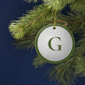 Kerstmis Groene Monogram Golfbal Keramisch Ornament