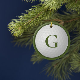 Kerstmis Groene Monogram Golfbal Keramisch Ornament