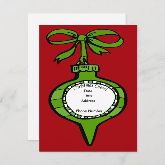 Kerstmis Groene Ornament Uitnodiging Kaart (Voorkant / Achterkant)