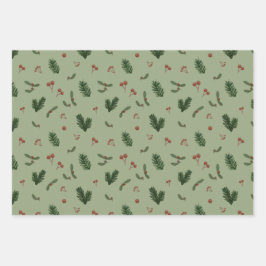 Kerstmis groene patronen inpakpapier vel