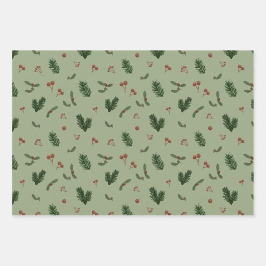 Kerstmis groene patronen inpakpapier vel (Voorkant)