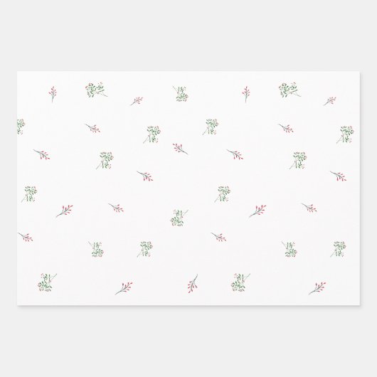 Kerstmis Groene Pine Rode bessen Patroon Inpakpapier Vel (Voorkant 3)