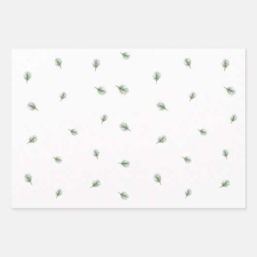 Kerstmis Groene Pine Rode bessen Patroon Inpakpapier Vel (Voorkant)