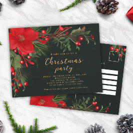 Kerstmis Groene Rode Botanische Feestdag Uitnodiging Briefkaart