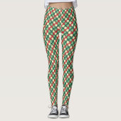 Kerstmis Groene Rode Puzzel Stuk Monogram Leggings (Voorkant)