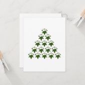 Kerstmis Groene Sneeuw Sterren Boom Wit Kaart (Voorkant / Achterkant in situ)