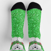 Kerstmis groene sprankeling glitter Santa beer Sokken (Top)