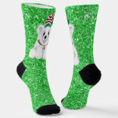 Kerstmis groene sprankeling glitter Santa beer Sokken (Gebogen)