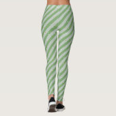 Kerstmis Groene Strepen & Sneeuw Naadloos Patroon Leggings (Achterkant)