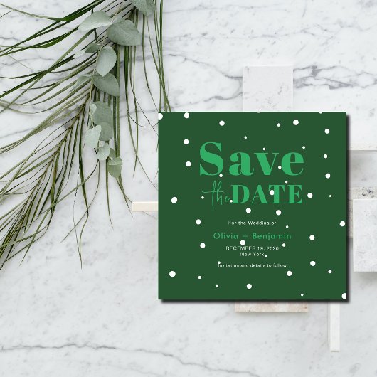 Kerstmis Groene Winter Bruiloft Save The Date Kaart