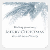 Kerstmis groengrijs groen winterblad vierkante sticker (Voorkant)