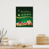 Kerstmis Groet met Sinterklaas & rendieren Poster (Keuken)
