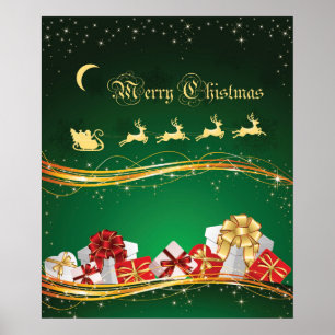 Kerstmis Groet met Sinterklaas & rendieren Poster