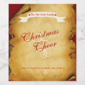 Kerstmis, grof papier grappig wijn etiket (Enkel label)