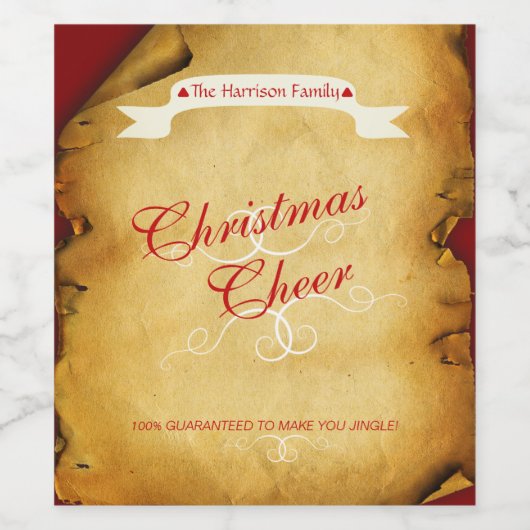 Kerstmis, grof papier grappig wijn etiket (Enkel label)