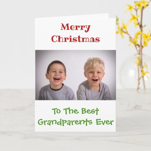 Kerstmis Grootouders Kleinkinderen Aangepaste Foto Kaart (Gele Bloem)