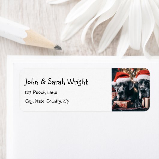 Kerstmis Grote Deen Hond Etiket (Insitu)