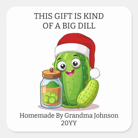 Kerstmis Grote Dill Cadeau Vierkante Sticker (Voorkant)