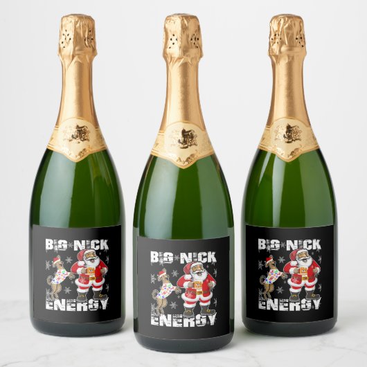 Kerstmis Grote Nick Energie Grappige Kerstman Met Sparkling Wijnetiket (Flessen)
