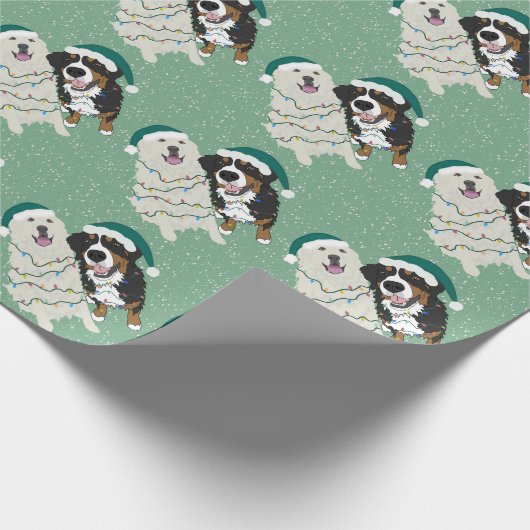 Kerstmis Grote Pyreneeën en Berner Berghond Cadeaupapier (Hoek)