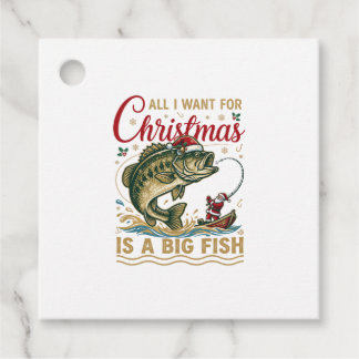 Kerstmis Grote Vis Baars Kerstman Boot Vissen Bedankjes Labels