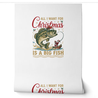 Kerstmis Grote Vis Baars Kerstman Boot Vissen Behang