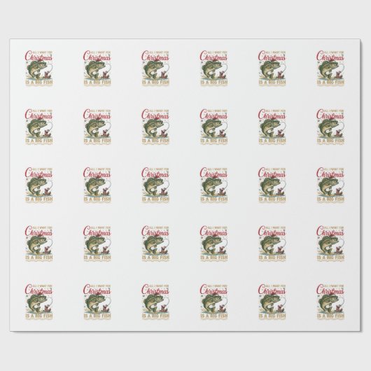 Kerstmis Grote Vis Baars Kerstman Boot Vissen Cadeaupapier (Vlak)