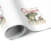 Kerstmis Grote Vis Baars Kerstman Boot Vissen Cadeaupapier (Rol Hoek)