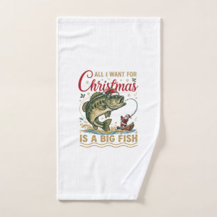 Kerstmis Grote Vis Baars Kerstman Boot Vissen Handdoek