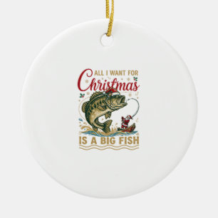 Kerstmis Grote Vis Baars Kerstman Boot Vissen Keramisch Ornament