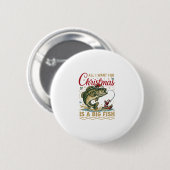 Kerstmis Grote Vis Baars Kerstman Boot Vissen Ronde Button 5,7 Cm (Voorkant /achterkant)