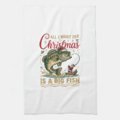 Kerstmis Grote Vis Baars Kerstman Boot Vissen Theedoek (Verticaal)