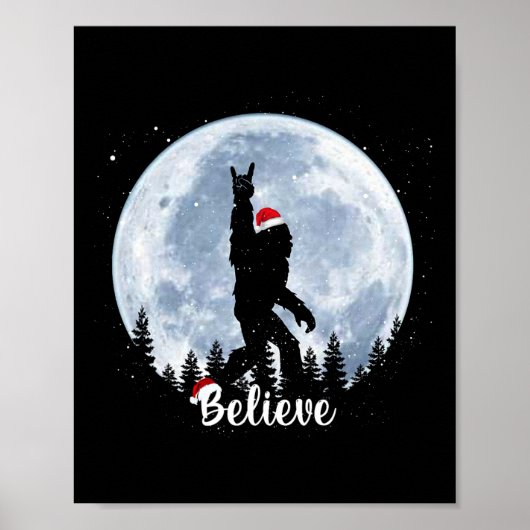 Kerstmis Grote Voet Kerstmis Rock Roll Sasquatch G Poster (Voorkant)