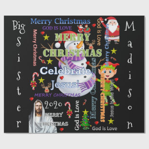 Kerstmis grote zus inpakpapier Jezus Kerstman