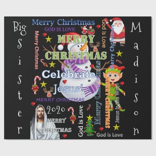 Kerstmis grote zus inpakpapier Jezus Kerstman (Vlak)