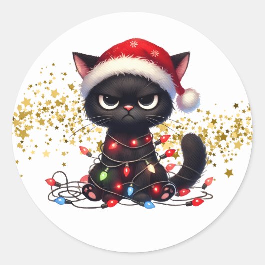 Kerstmis Grumpy Cat Stickers (Voorkant)