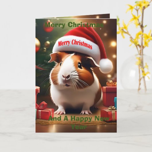 Kerstmis Guinee Pig Groet, Kaart (Gele Bloem)