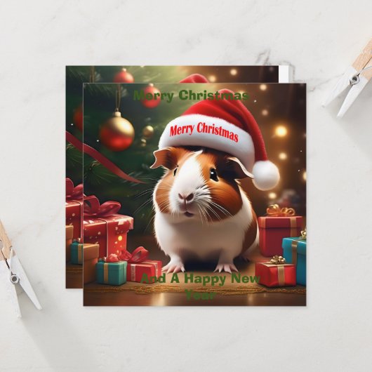 Kerstmis Guinee Pig Groet, Kaart (Voorkant / Achterkant in situ)