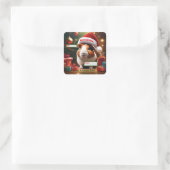 Kerstmis Guinee Pig Groet, Vierkante Sticker (Tas)
