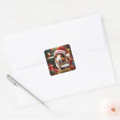 Kerstmis Guinee Pig Groet, Vierkante Sticker (Envelop)