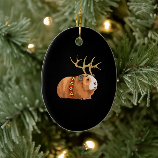 kerstmis guinee rendieres kawaii rodent pet met keramisch ornament (Boom)