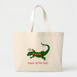 Kerstmis Hagedis Boodschappentas Grote Tote Bag