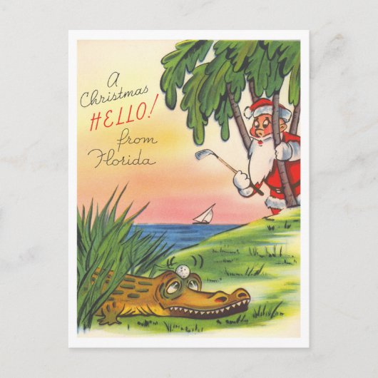 Kerstmis Hallo Florida Golf Retro Briefkaart (Voorkant)