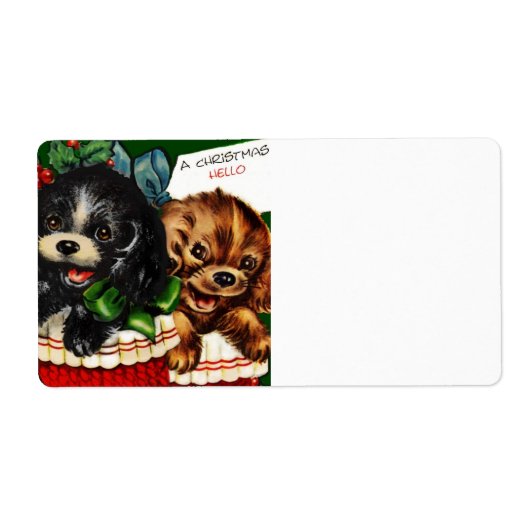Kerstmis Hallo Puppies Etiket (Voorkant)