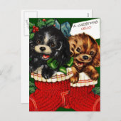 Kerstmis Hallo Puppies Feestdagenkaart (Voorkant / Achterkant)
