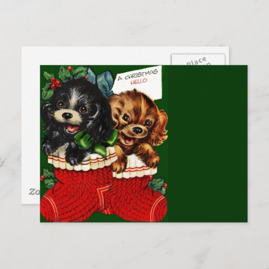 Kerstmis Hallo Puppies Feestdagenkaart (Voorkant / Achterkant)